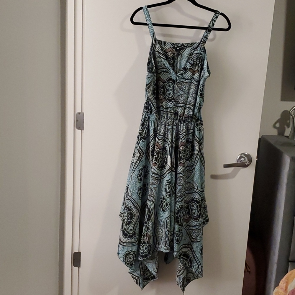 Wms Sz. 14 African Print Handkerchief Hem Dress